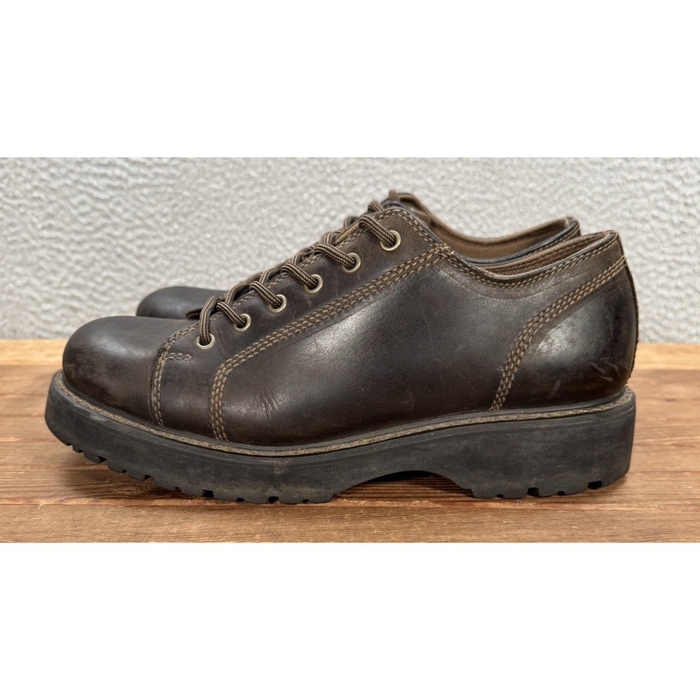 Vintage American Eagle Shoes Mens 11 Brown Leather Oxfords Lug Sole Chunky Y2K